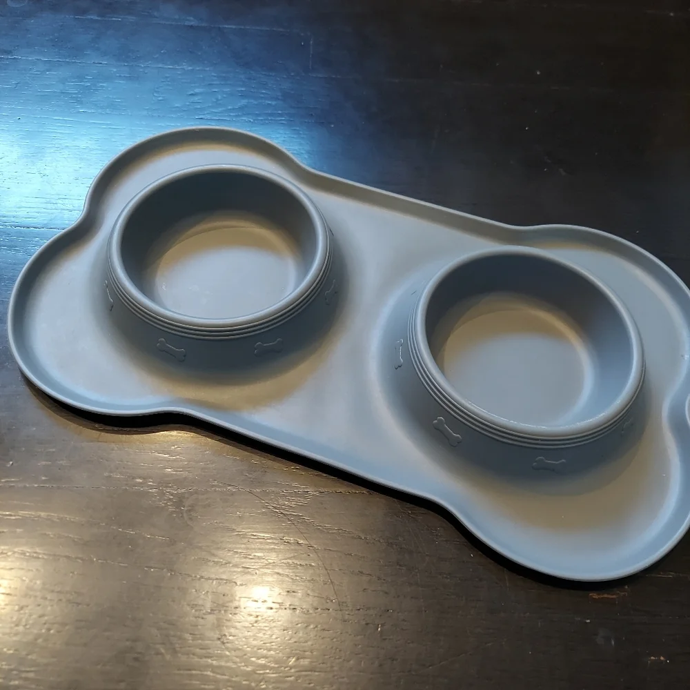 Small Stainless Steel Pet Bowl With No Spill Skid Resistant Silicone Mat